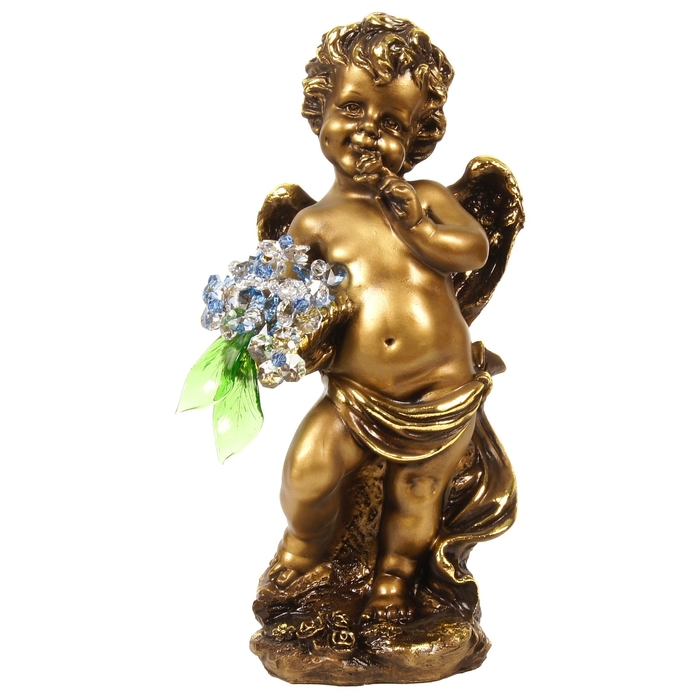 Статуэтка "Ангел большой с хрустальными цветами" LT BL