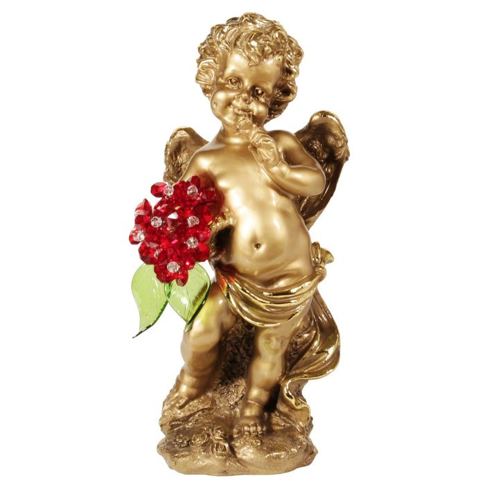 Статуэтка "Ангел большой с хрустальными цветами" RED