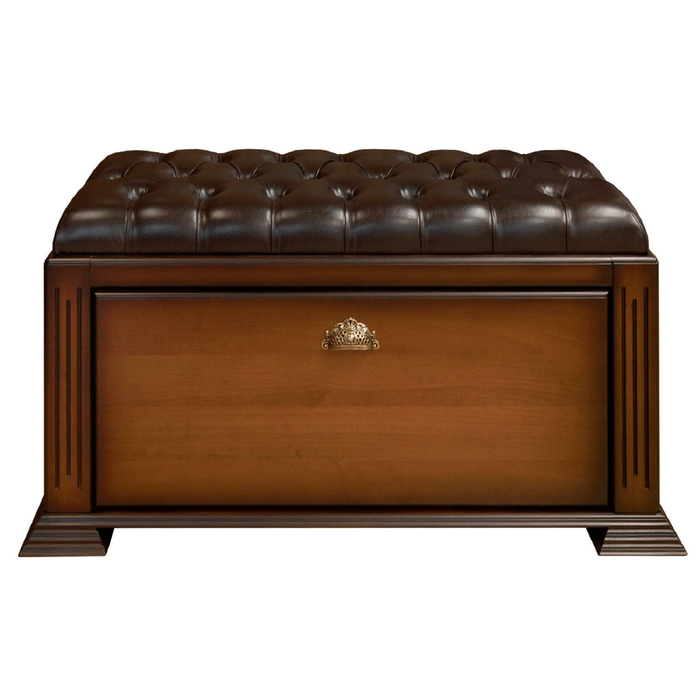 Банкетка-обувница больш. "Честер" / итальянский орех, кожа кор