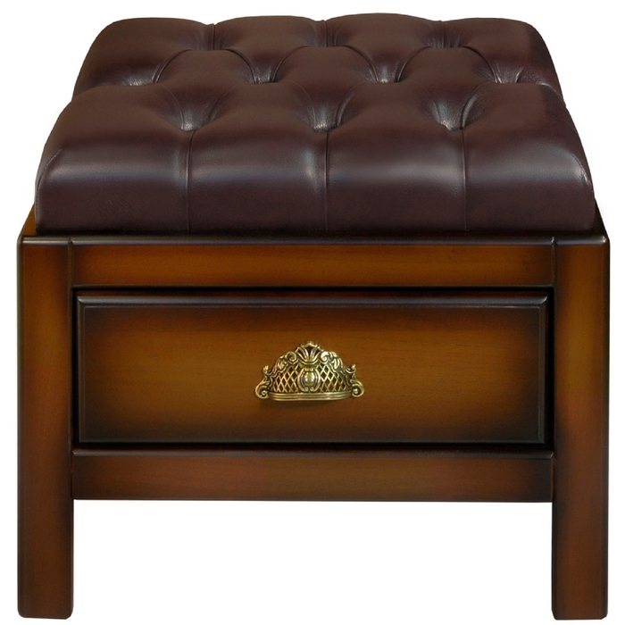 Банкетка мал. "Честер" / итальянский орех, кожа кор