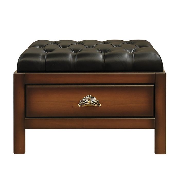 Банкетка ср. "Честер" / итальянский орех, кожа черн