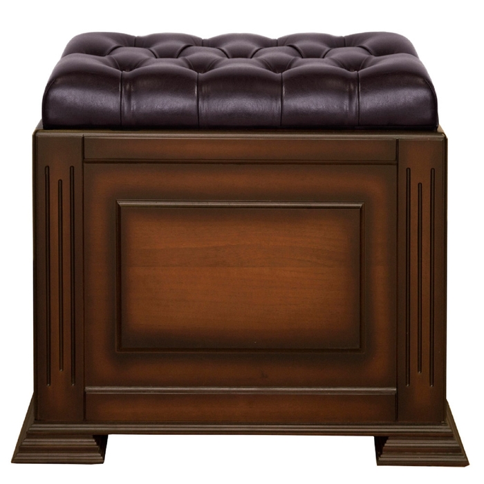 Банкетка-сундук ср. на портале "Честер" / итальянский орех, кожа черн