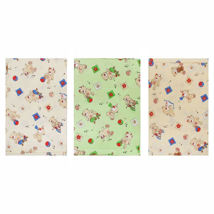 Детское постельное бельё Galtex "Медвежата", цвет микс, 147х112см, 60х120см пр.рез., 40х60см 1шт, бязь 145±7 г/м