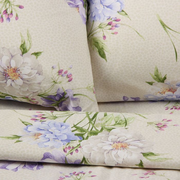 Постельное бельё "Этель" 1,5 сп., Садовые цветы, размер 143х215 см, 150х214 см, 70х70 см - 2 шт., 100% хлопок, поплин, 125 г/м2