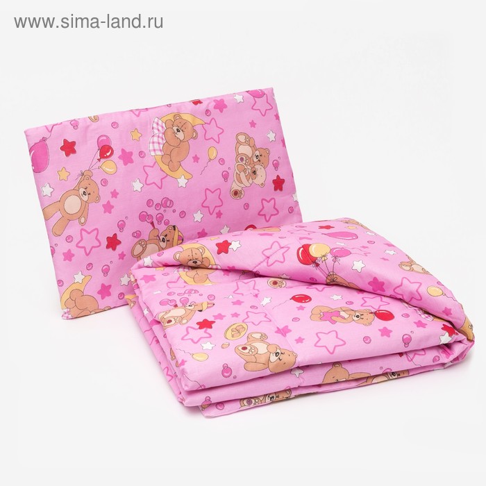 Комплект в кроватку для девочки одеяло(110*140см) с подушкой(40*60см) бязь,синтепон, МИКС