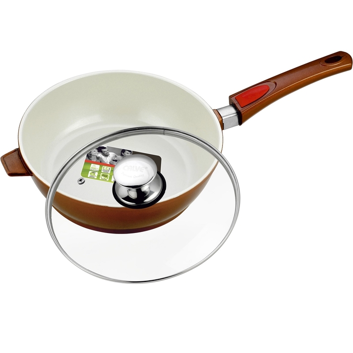 Сковорода d=28 см, с крышкой, съемная ручка, с керамическим покрытием