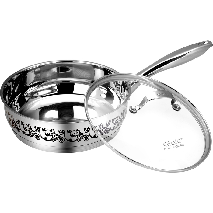 Сковорода с крышкой CALVE, 24 см, рисунок при нагреве меняет цвет