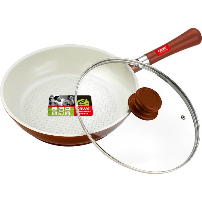 Сковорода d=26 см, глубокая, с крышкой, с керамическим покрытием, съемная ручка