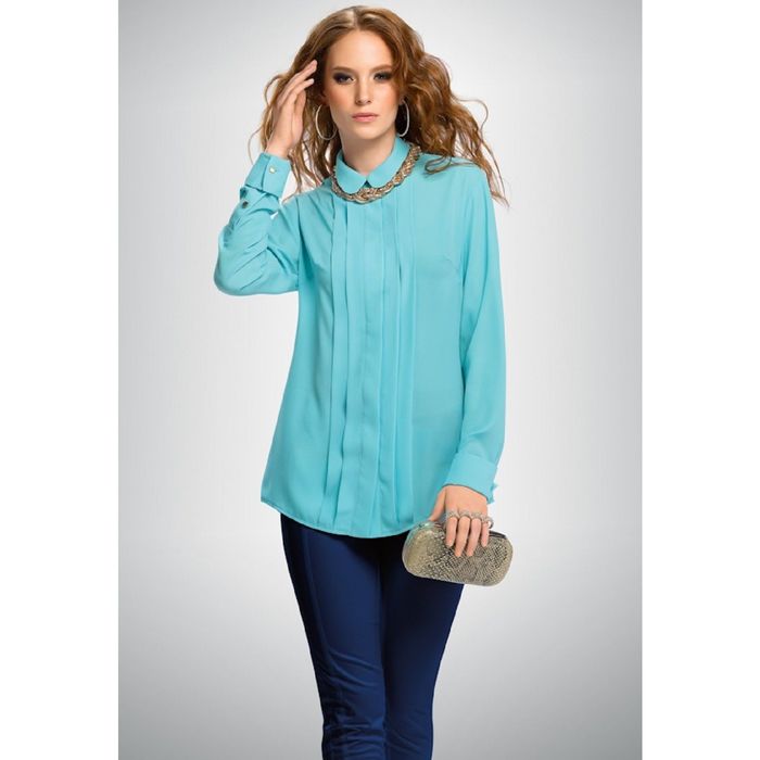 Блузка женская, размер M, цвет небесно-голубой