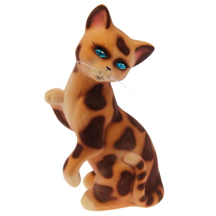 Копилка "Лапушка" флок, бежево-леопардовая, микс