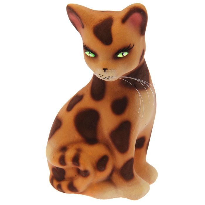 Копилка "Лиза" малая, флок, бежево-леопардовая