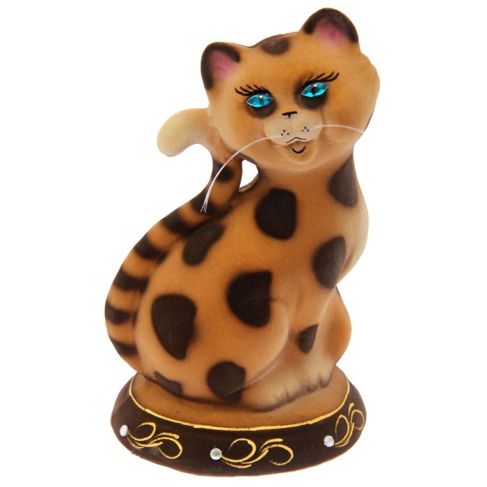 Копилка "Соня" флок, бежево-леопардовая