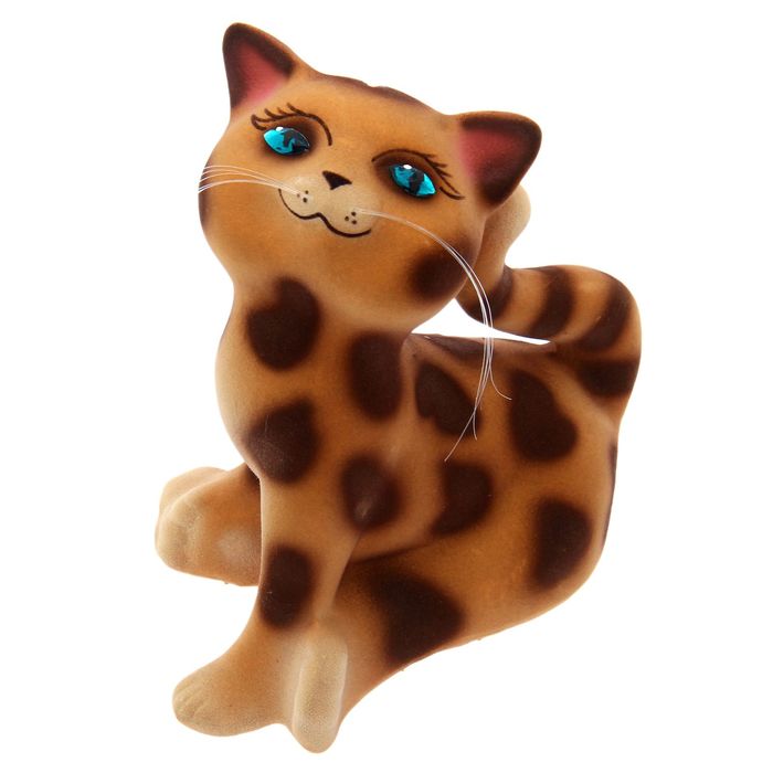 Копилка "Анфиса" малая, флок, бежевый леопард