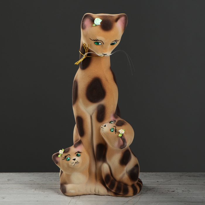 Копилка "Багира мама" новая, флок, бежевый леопард