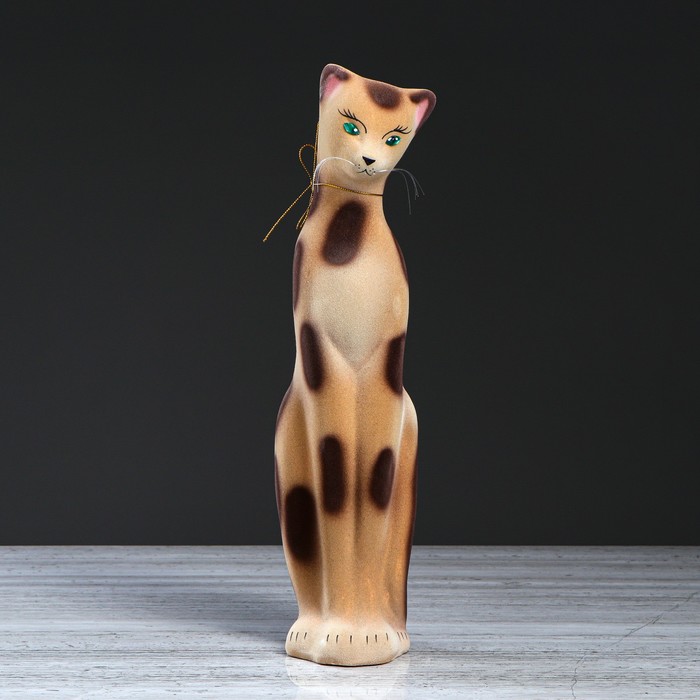 Копилка "Багира" средняя, флок, бежевый леопард, микс