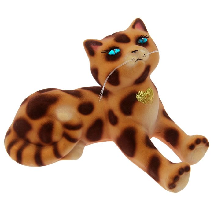 Копилка "Васька" флок, бежевый леопард