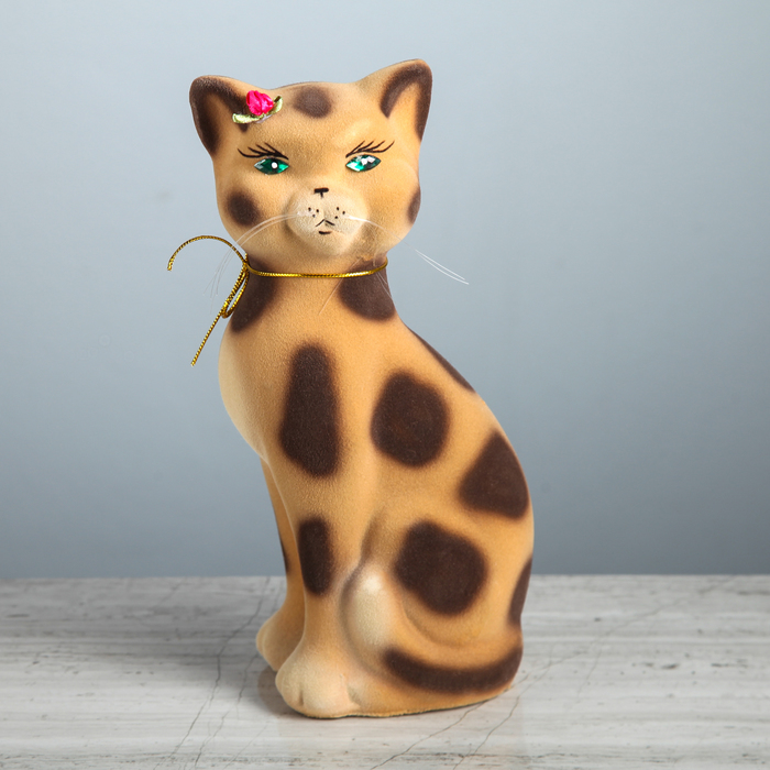 Копилка "Даша" флок, бежевый леопард