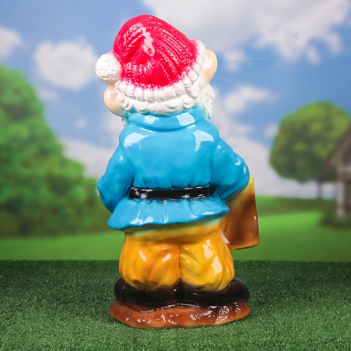 Садовая фигура "Гном Welcome" глянец, зелёно-синяя