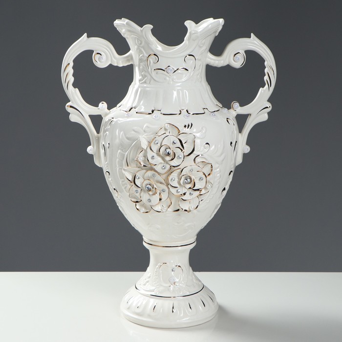 Ваза напольная "Астория" белая, лепка