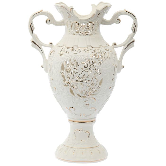 Ваза напольная "Астория" большая, белая, резка