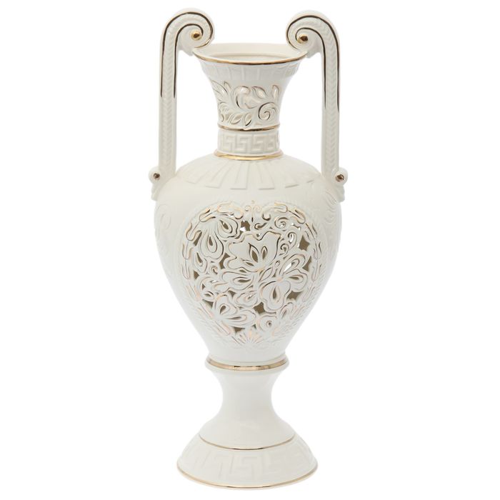 Ваза напольная "Афина" белая, резка