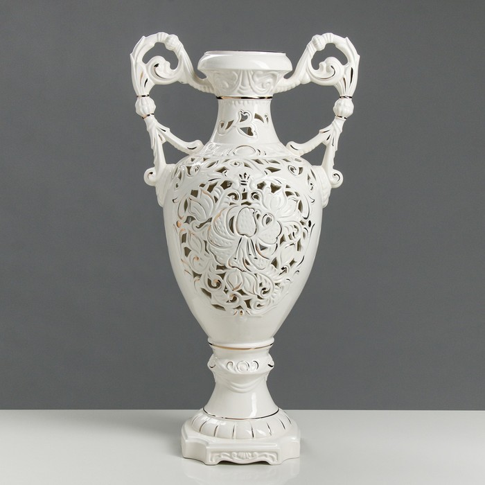 Ваза напольная "Флорена" белая, резка