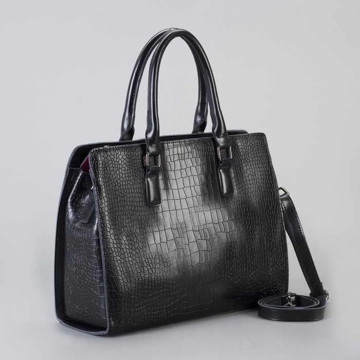 Сумка женская на молнии, 1 отдел с перегородкой, 1 наружный карман, чёрная