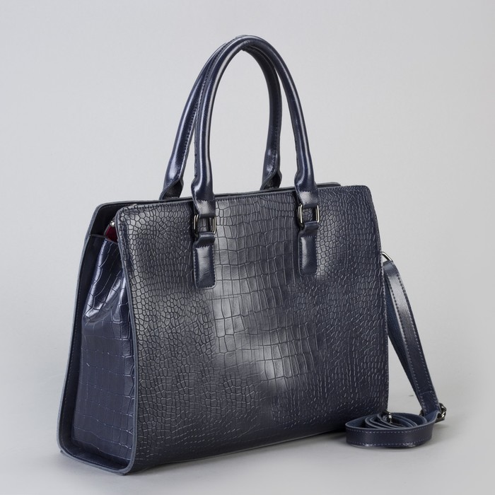 Сумка женская на молнии, 1 отдел с перегородкой, 1 наружный карман, синяя