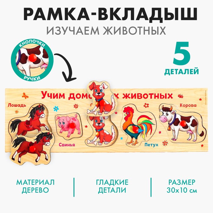 

Рамка - вкладыш «Учим домашних животных», 5 элементов