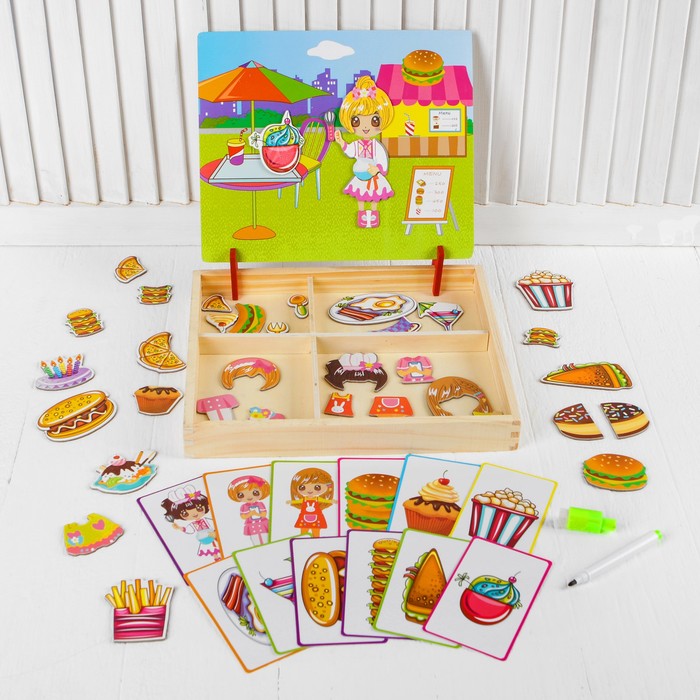 Конструктор магнитный "Пикник": карточки, маркер, магнитные элементы