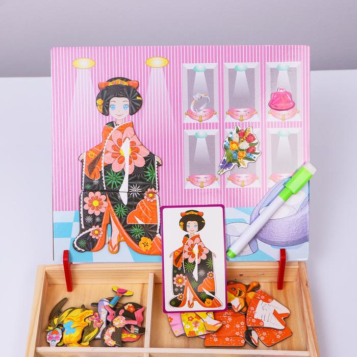 Конструктор магнитный "Принцесса": карточки, маркер, магнитные элементы