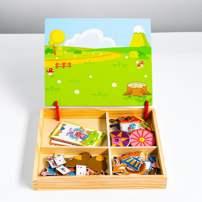 Конструктор магнитный "Цирк": карточки, маркер, магнитные элементы