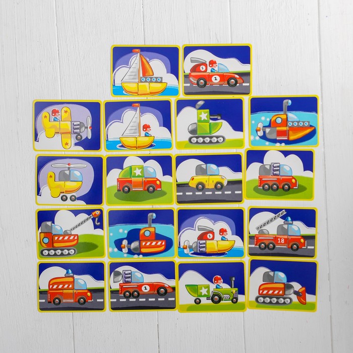 Конструктор магнитный "Транспорт": карточки, маркер, магнитные элементы