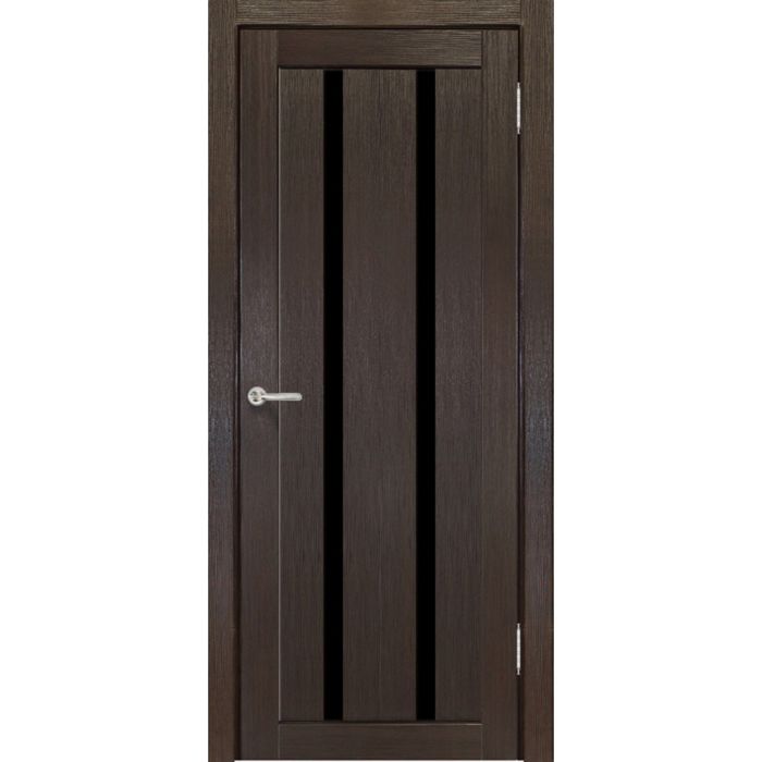 Дверное полотно остекленное Сицилия Венге, черный лакобель 2000х600