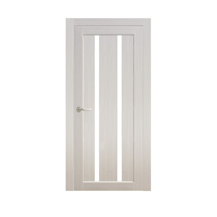 Дверное полотно остекленное Сицилия Дуб перламутр, белый лакобель 2000х800