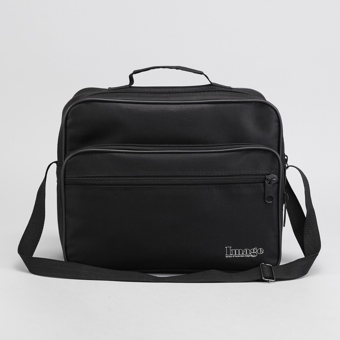 Сумка мужская на молнии "Имидж-2", 1 отдел, 2 наружных кармана, длинный ремень, чёрная