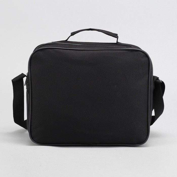 Сумка мужская на молнии"Пионер", 2 отдела, 2 наружных кармана, длинный ремень, чёрная