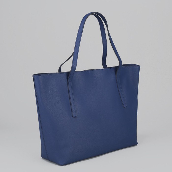 Сумка женская на молнии, 1 отдел с перегородкой, 1 наружный карман, синяя