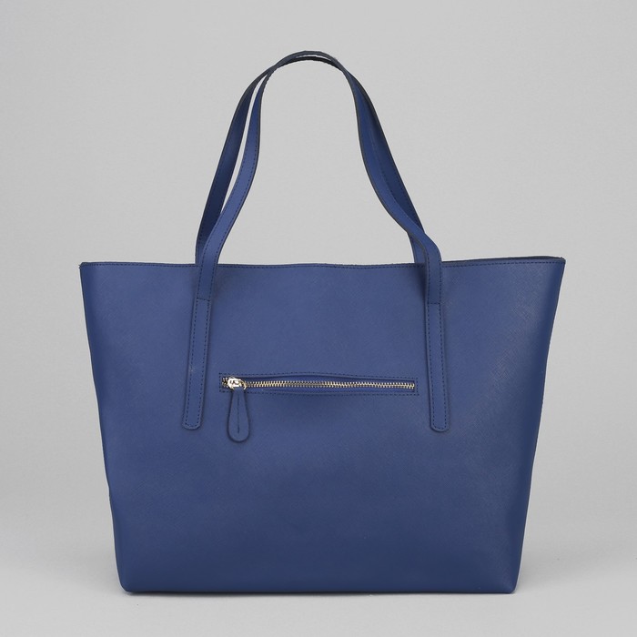 Сумка женская на молнии, 1 отдел с перегородкой, 1 наружный карман, синяя