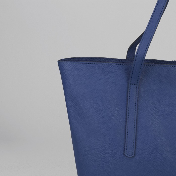 Сумка женская на молнии, 1 отдел с перегородкой, 1 наружный карман, синяя