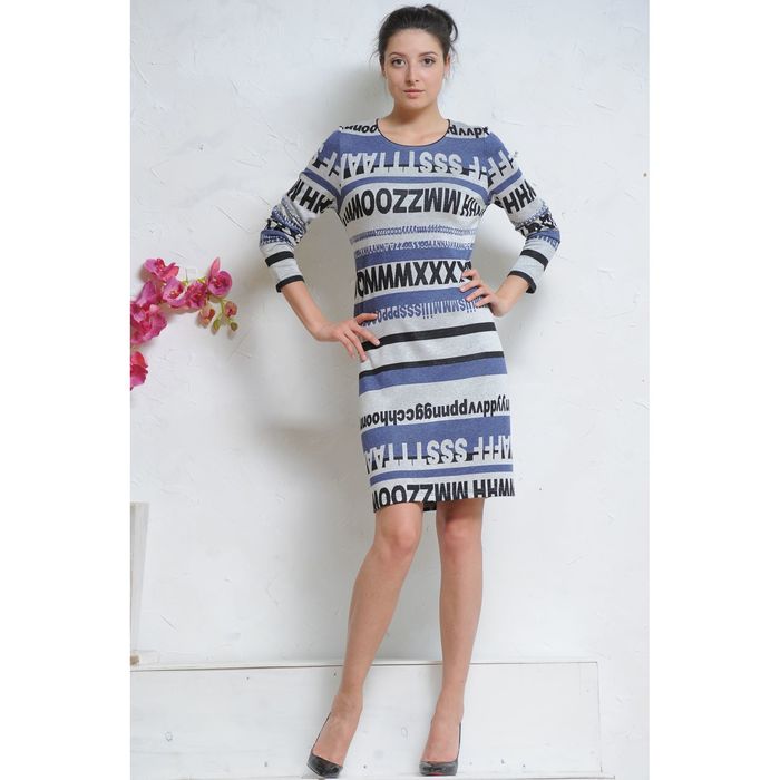 Платье, размер 52, рост 164 см, цвет фиолет/серый/чёрный (арт. 4991 C+)