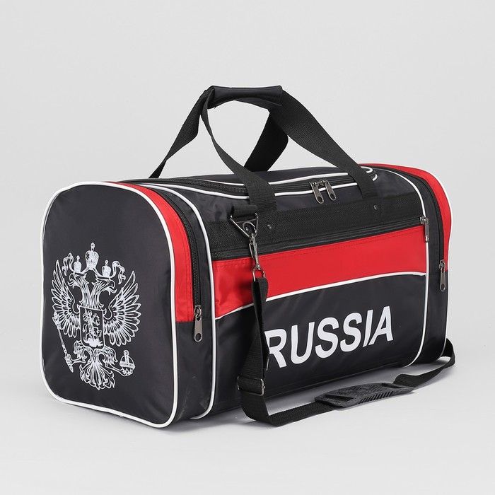 Сумка спортивная на молнии "Империя", 1 отдел, 1 наружный и 2 боковых кармана, длинный ремень, МИКС