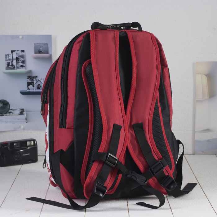 Рюкзак молодёжный на молнии "Пилигримм", 2 отдела, 2 наружных кармана, красный