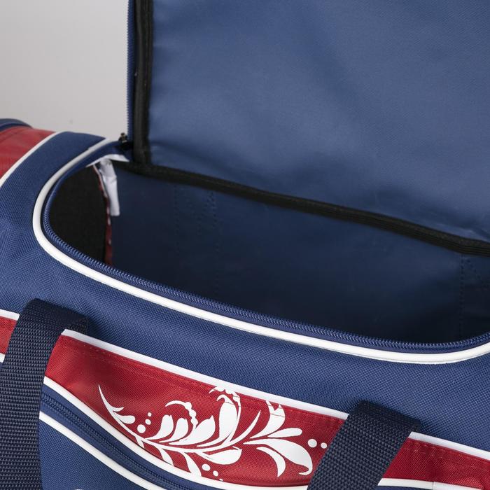 Сумка спортивная на молниии "Россия", 1 отдел, 1 наружный и 2 боковых кармана, длинный ремень, синяя