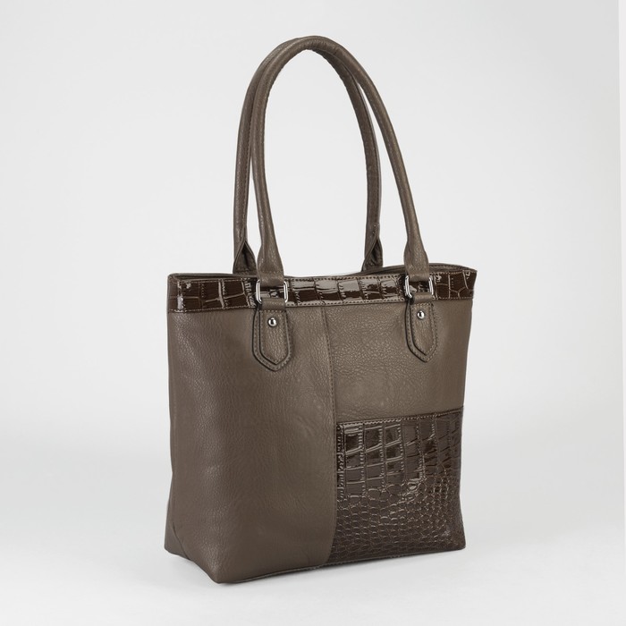 Сумка женская на молнии, 2 отдела, 1 наружный карман, цвет хаки