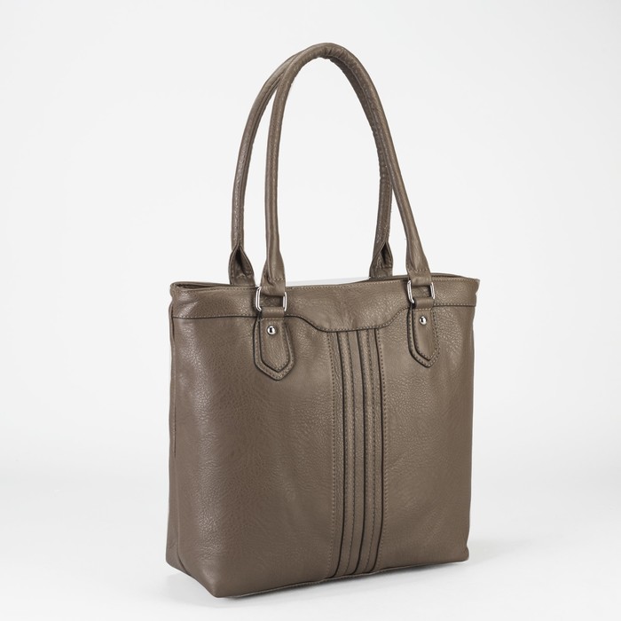 Сумка женская на молнии, 2 отдела, 1 наружный карман, коричневая