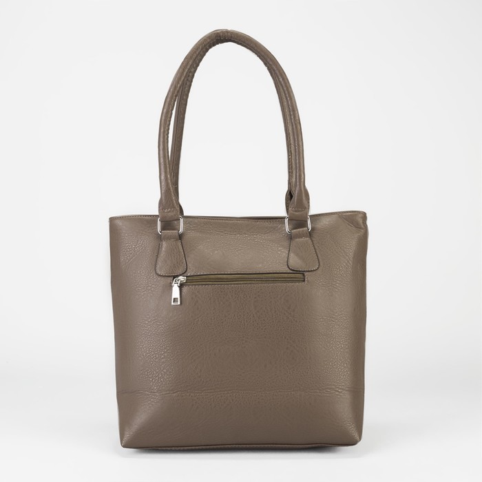 Сумка женская на молнии, 2 отдела, 1 наружный карман, коричневая