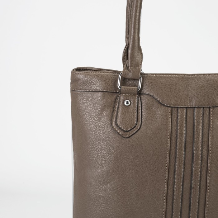 Сумка женская на молнии, 2 отдела, 1 наружный карман, коричневая