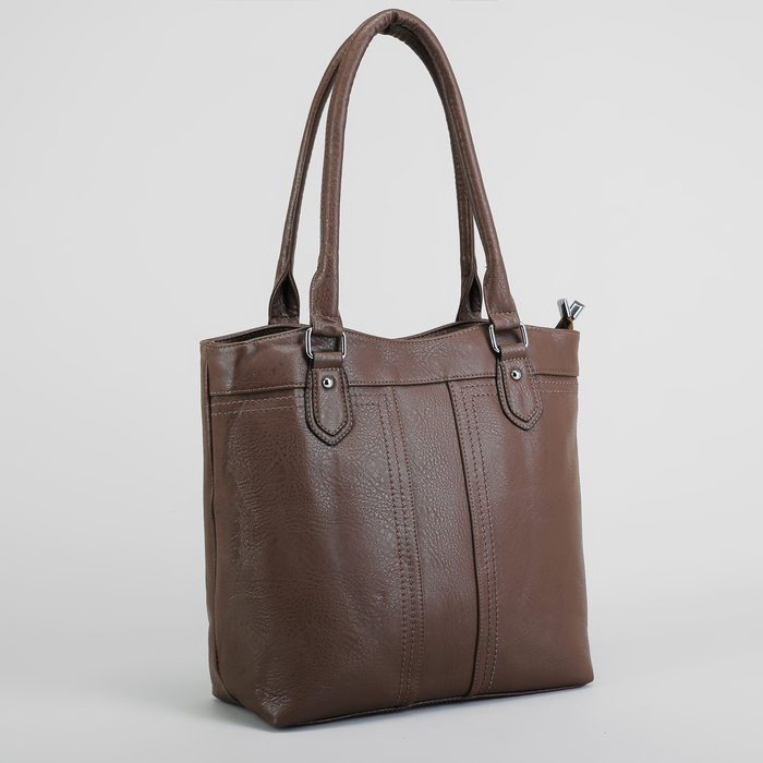 Сумка женская на молнии, 2 отдела, 1 наружный карман, цвет коричневый