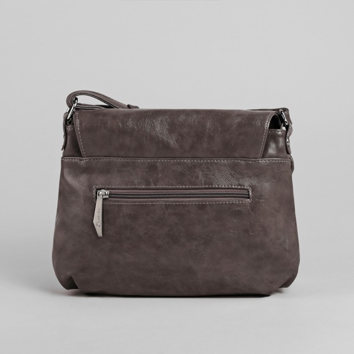 Сумка женская на молнии, 1 отдел с перегородкой, 2 наружных кармана, регулируемый ремень, серая